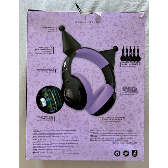 Limited Edition Sanrio Kuromi Razer Wireless RGB Headset HyperClear Cardioid Mic - Picture 3 of 14